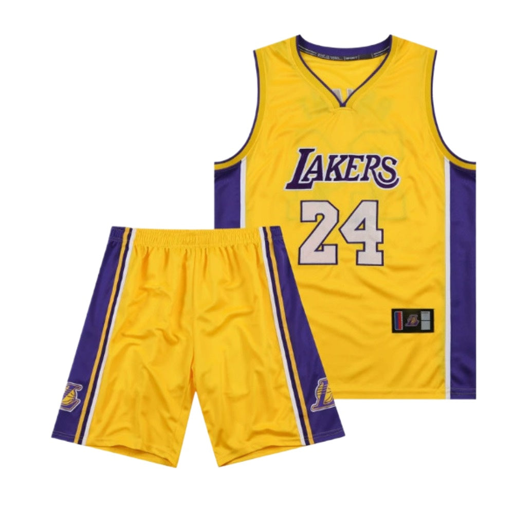 Kobe Bryant #24 #8 Retro Lakers Breathable Basketball Jersey Pants Set Embroidery fit for Youth to Adult