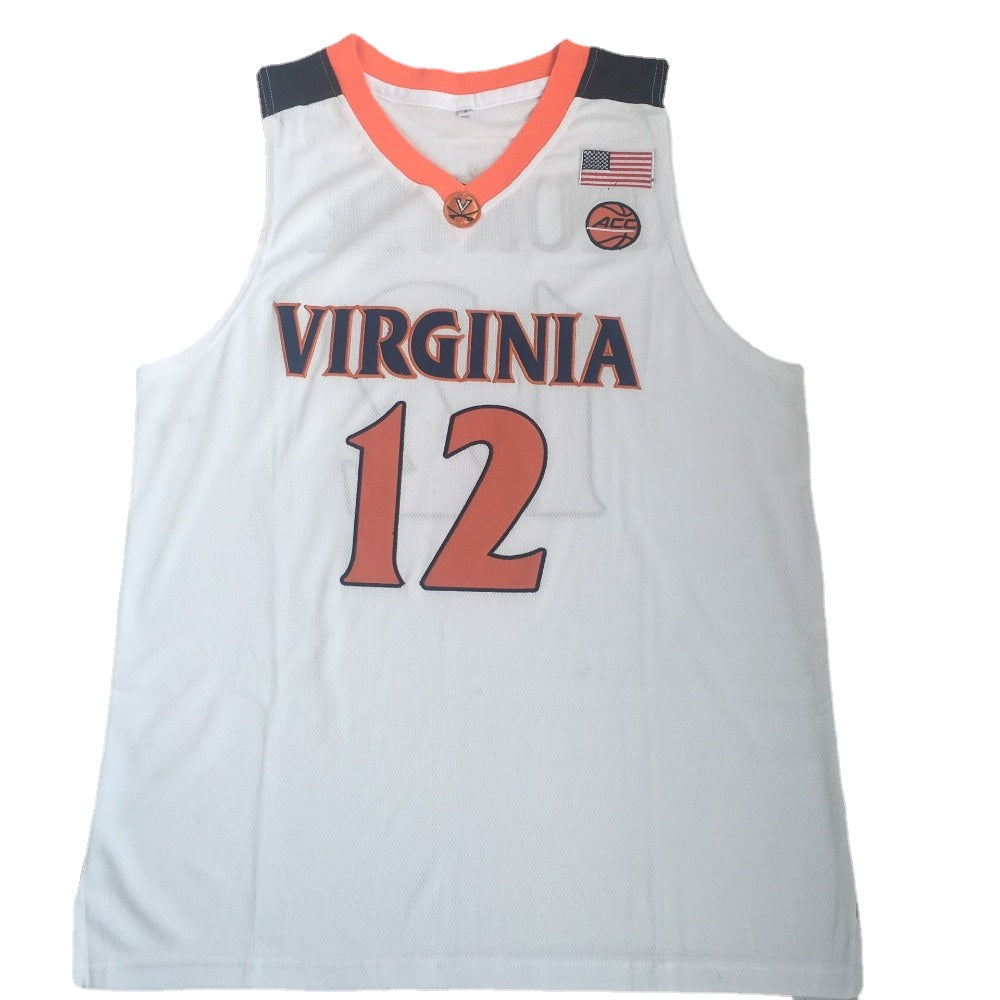 Virginia Hunter #12 Basketball Jersey White/Dark Blue Two Colors