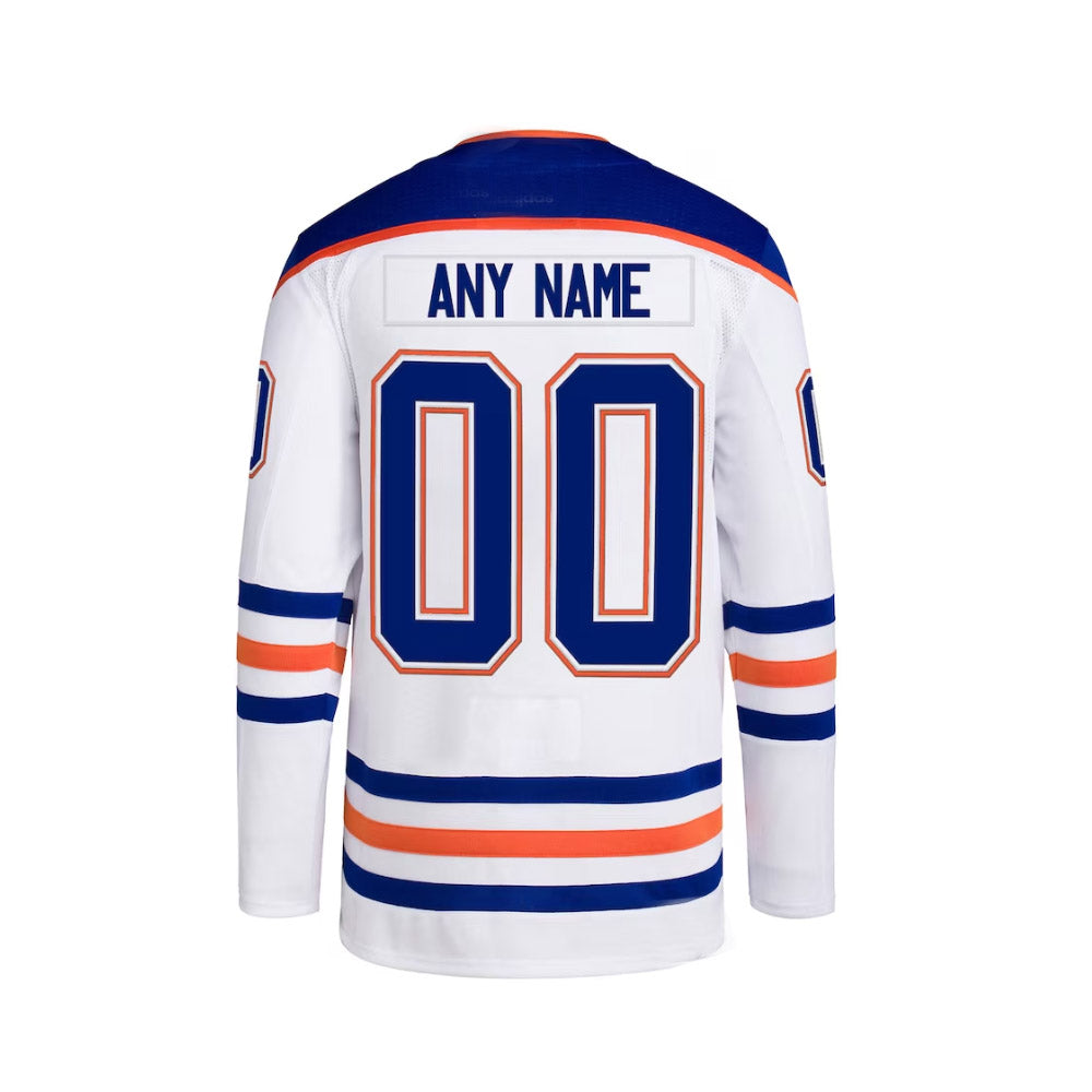 Custom Men's Oilers White Ice Hockey Jersey