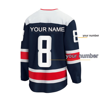 Custom Your Name Your Number Washington Ice Hockey Jersey Dark Blue Alternate - Premier Breakaway Player Jersey