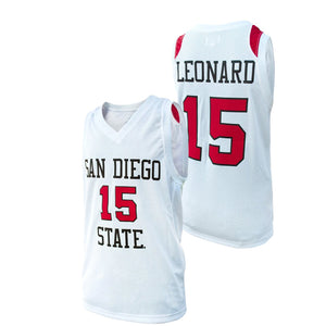 Kawhi Leonard #15  San Diego State College Basketball Jersey White Color