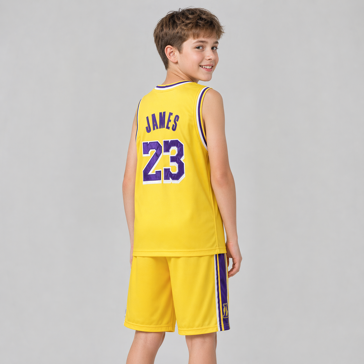 Lebron James #23 Retro Lakers Breathable Basketball Jersey Pants Set Embroidery fit for Youth to Adult