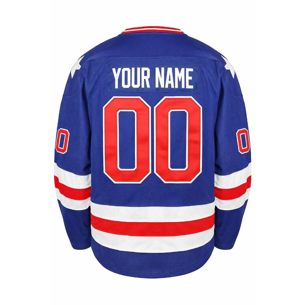 Custom 1980 USA Olympic "Miracle on Ice" Hockey Jersey – Embroidered Your Name Your Number (Blue & White)