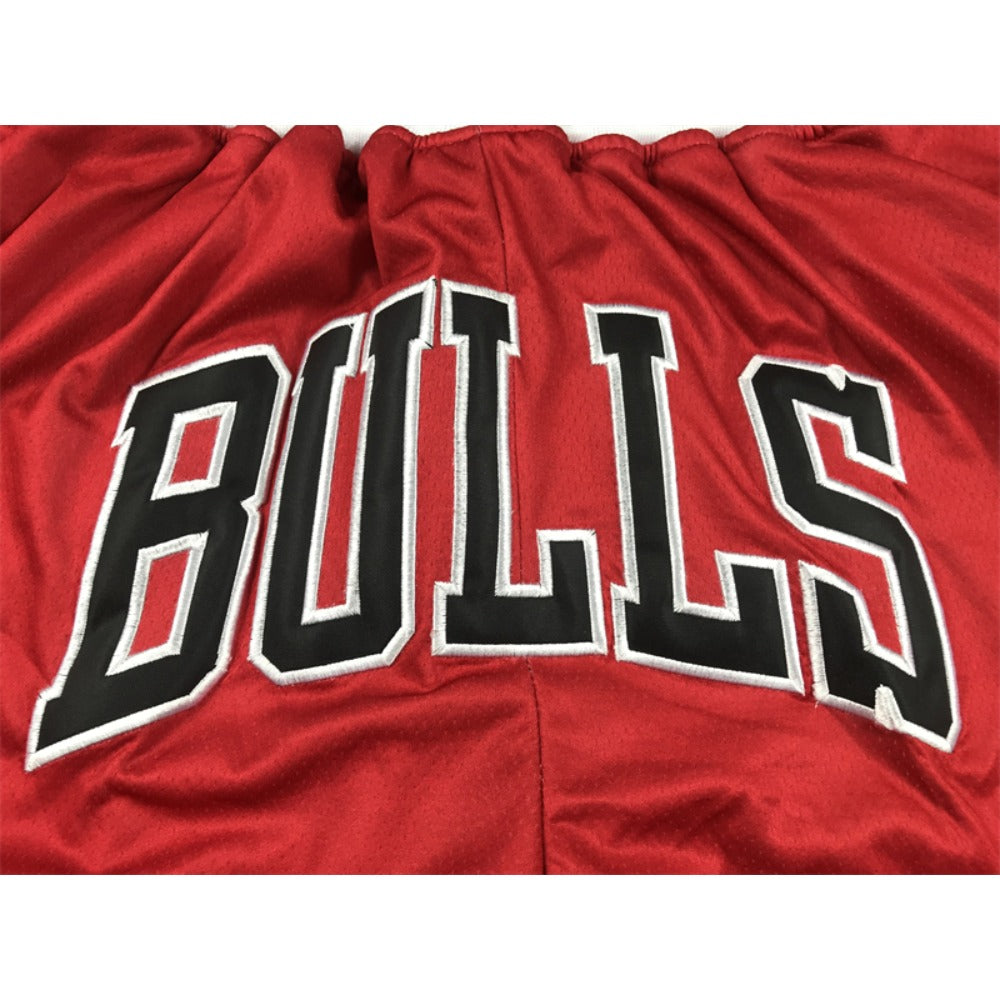 Throwback Bulls Basketball Shorts Sports Pants with Zip Pockets Red