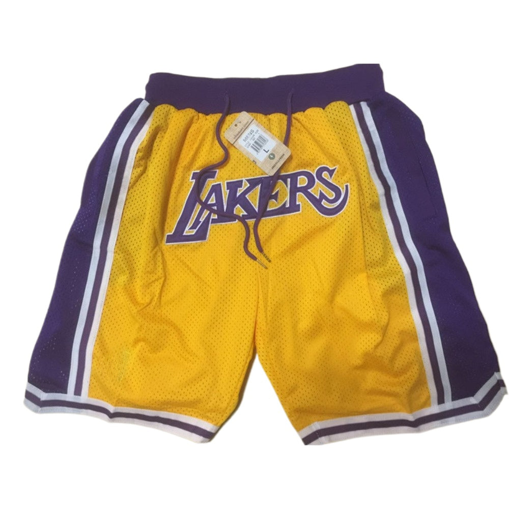 Classic Lakers Basketball Shorts Sports Pants with Zip Pockets