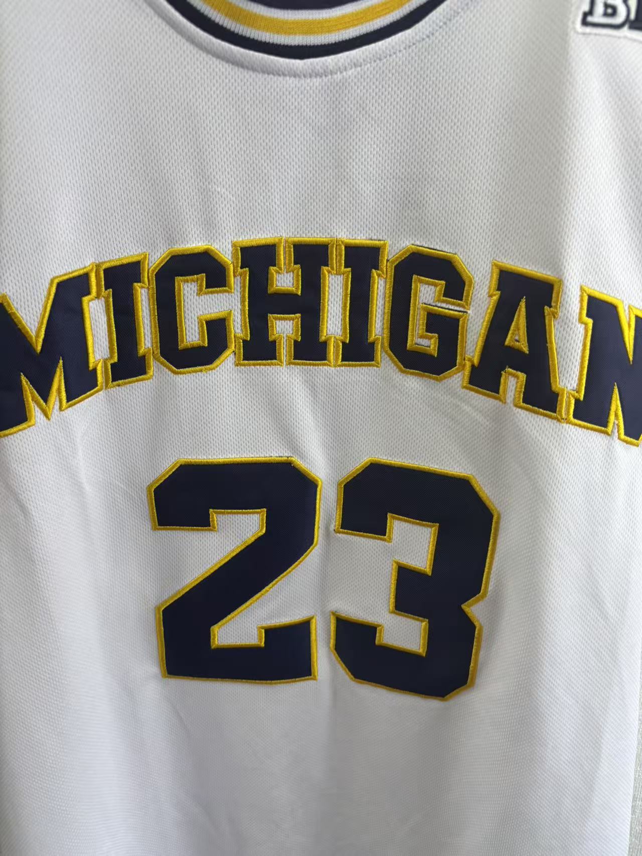 Yaxel Lendeborg  #23 Michigan Basketball Jersey College  Jerseys White