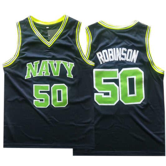 David Robinson #50 Navy Basketball Retro Jersey | Classic Throwback Design