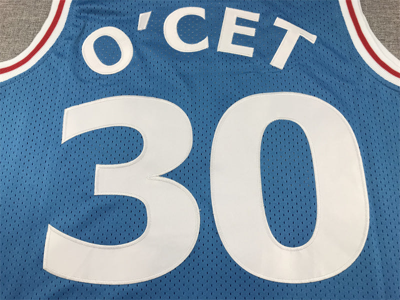 Men's #30 Perc O'Cet Basketball Jersey - Blue Embroidery