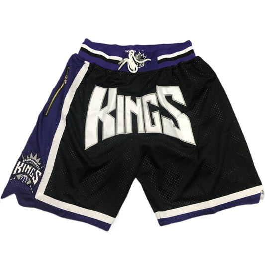 Classic Kings Sports Pants with Zip Pockets Mesh Basketball Shorts Embroidered