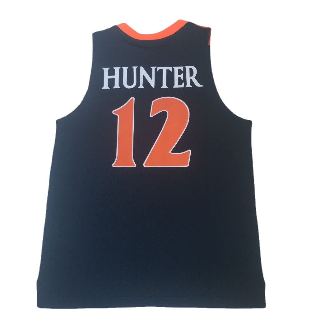 Virginia Hunter #12 Basketball Jersey White/Dark Blue Two Colors