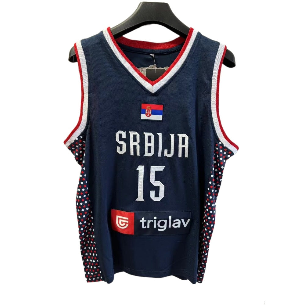 Custom Serbia National Team Nikola Jokić #15 White Basketball Jersey Embroidered