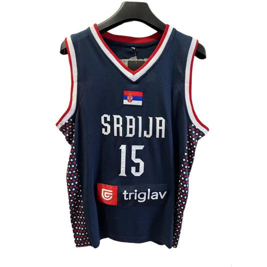 Custom Serbia National Team Nikola Jokić #15 White Basketball Jersey Embroidered