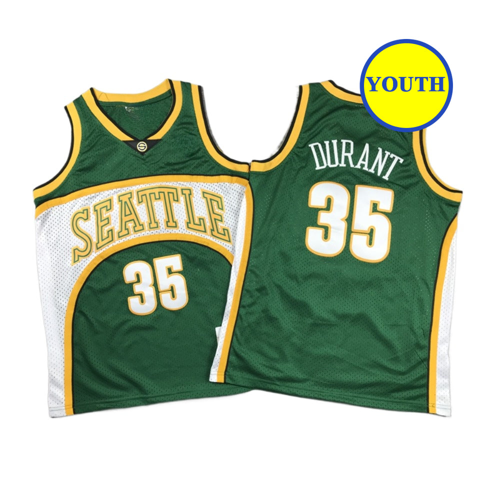 Kids Youth Basketball Jersey Sonic Seattle 35 Durant Green