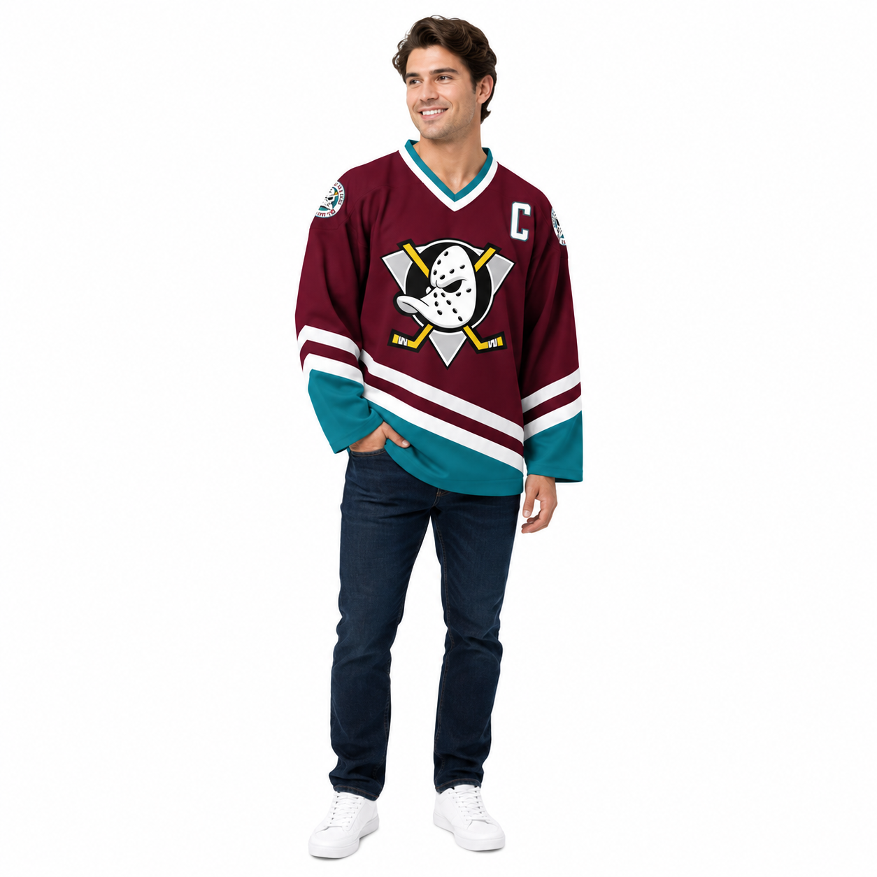 The Mighty Ducks Movie Hockey Jersey #9 Paul Kariya Wine Red Color