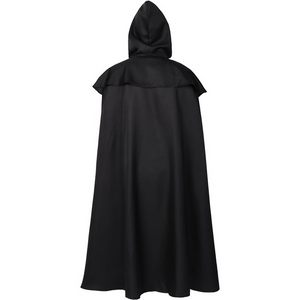 Men Long Hooded Cloak Wizard Witch Medieval Knight Cape Gothic Halloween Costume