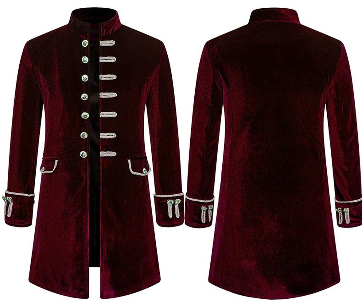 Men's Steampunk Vintage Medieval Tailcoat Jacket Retro Gothic Victorian Frock Coat Uniform Halloween Cosplay Costume