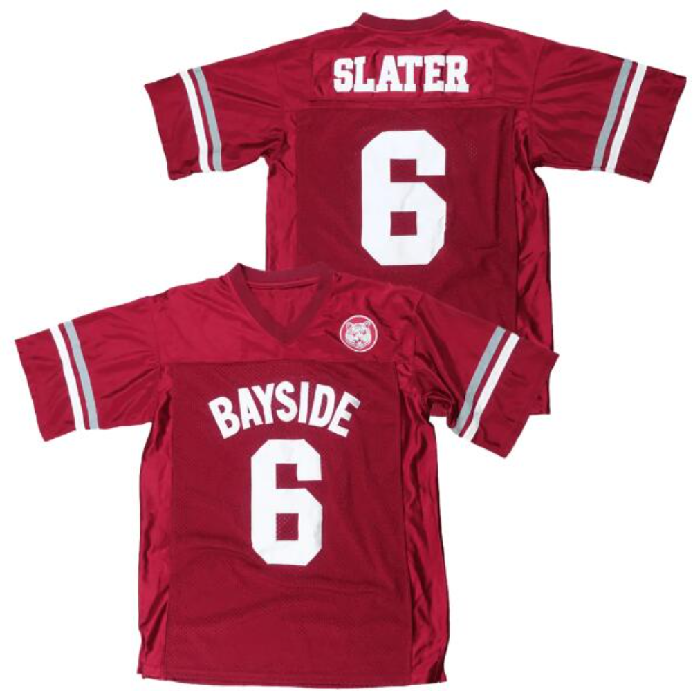 Saved By The Bell AC Slater #6 Bayside Tigers Costume Football Jersey Red/White Limited Edition