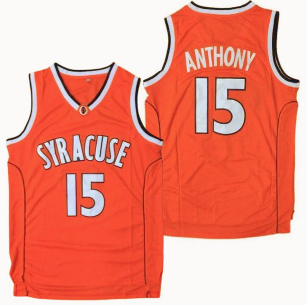Original Retro Brand Men's Carmelo Anthony Syracuse Orange #15 Orange Retro Basketball Jersey, Medium