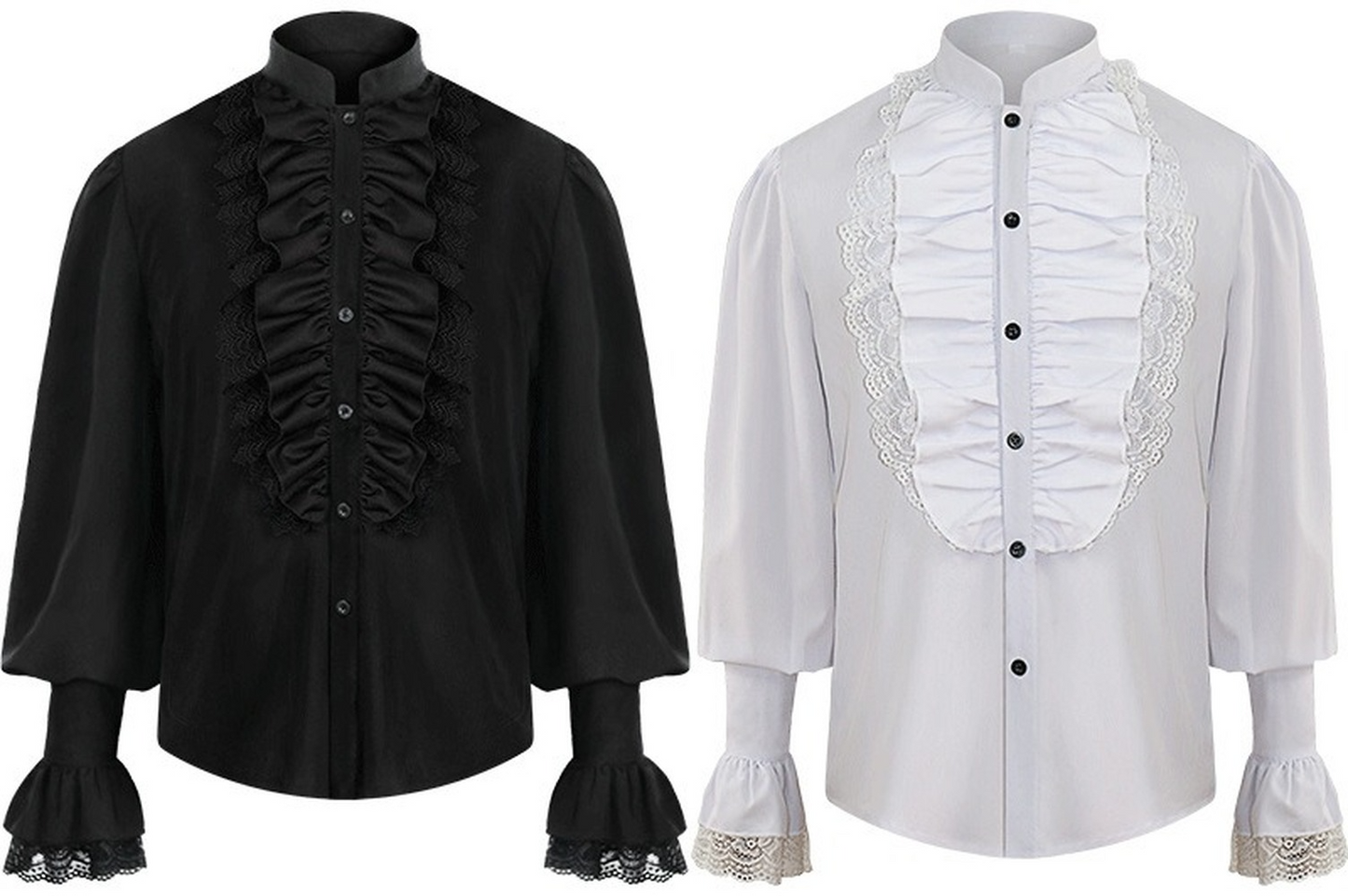 Men Pirate Shirts Vampire Renaissance Medieval Victorian Steampunk Gothic Tops