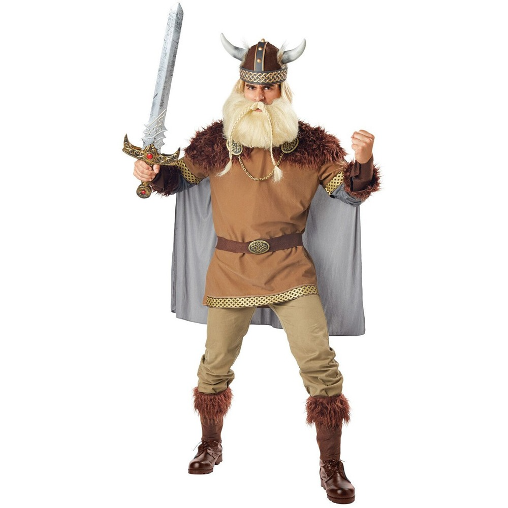 Mens Viking Costume Nordic Medieval Warrior Fancy Barbarian Outfit Halloween Cosplay