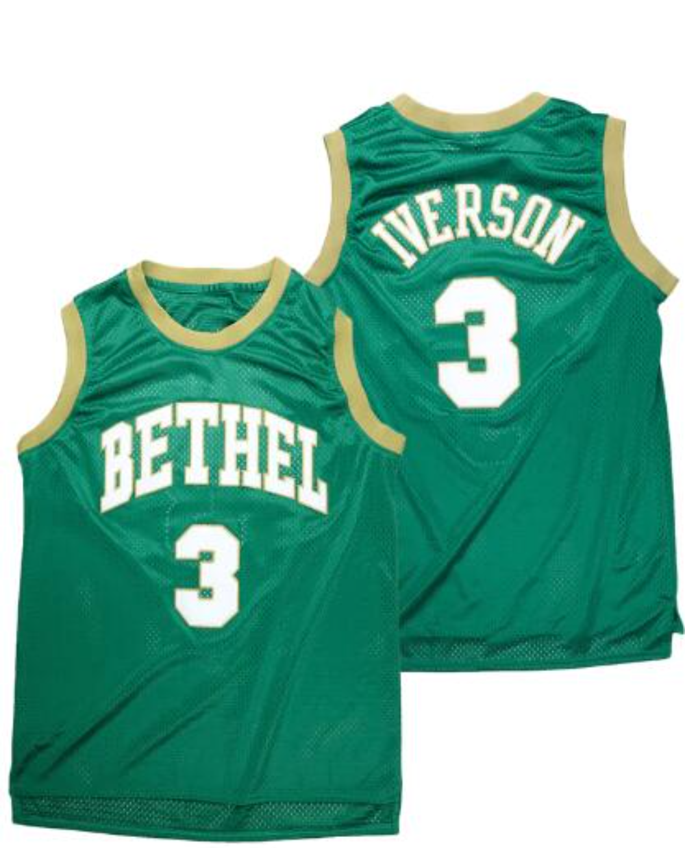 Throwback Allen Iverson Bethel High School Football Jerseys Stitched Green