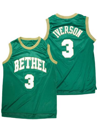 Allen Iverson #3 Bethel High School Basketball Jersey - Green