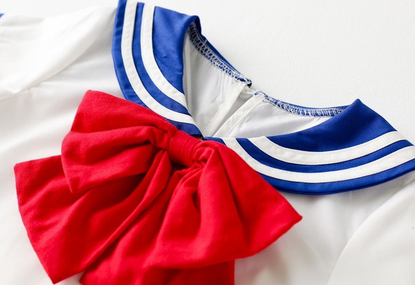 Girls Navy Sailor Costume Kids Child Halloween Blue Red Uniform Fancy Dress