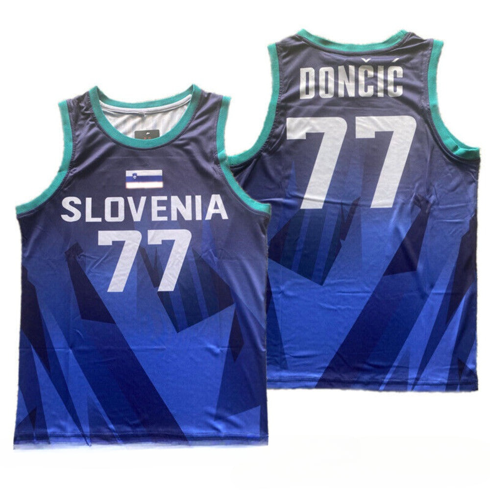 Luka Doncic #77 Slovenia Basketball Jersey Blue