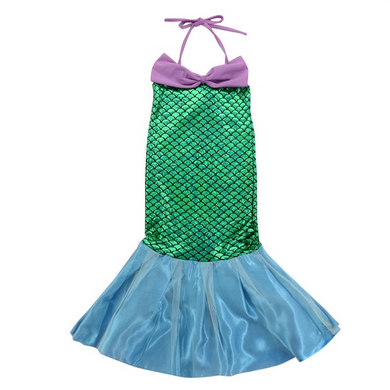 Girls Princess Little Mermaid Costume + Wig Halloween Cosplay Birthday Party Dress