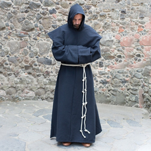 Load image into Gallery viewer, Mens Medieval Friar Hooded Robe Monk Renaissance Costume Halloween Cosplay S-4XL
