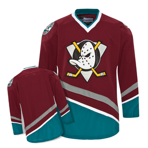 The Mighty Ducks Movie Hockey Jersey Blank Wine Red Color