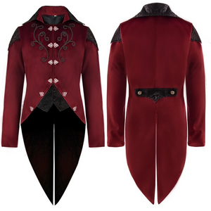 Men Victorian Tailcoat Steampunk Medieval Jacket Gothic Coat Halloween Costume