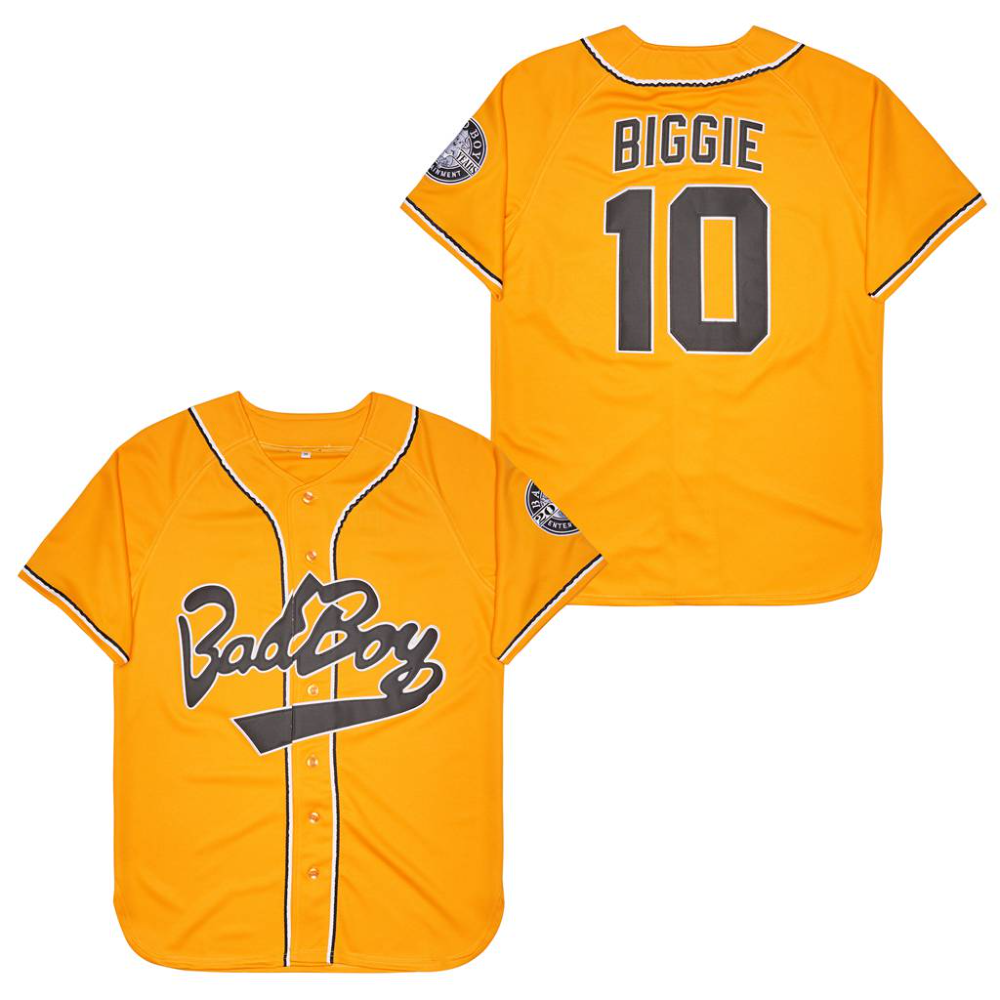 Biggie Smalls Bad Boy Baseball Jersey #10 Yellow Color