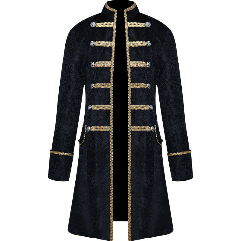 Men's Steampunk Vintage Medieval Tailcoat Jacket Retro Gothic Victorian Frock Coat Uniform Halloween Cosplay Costume