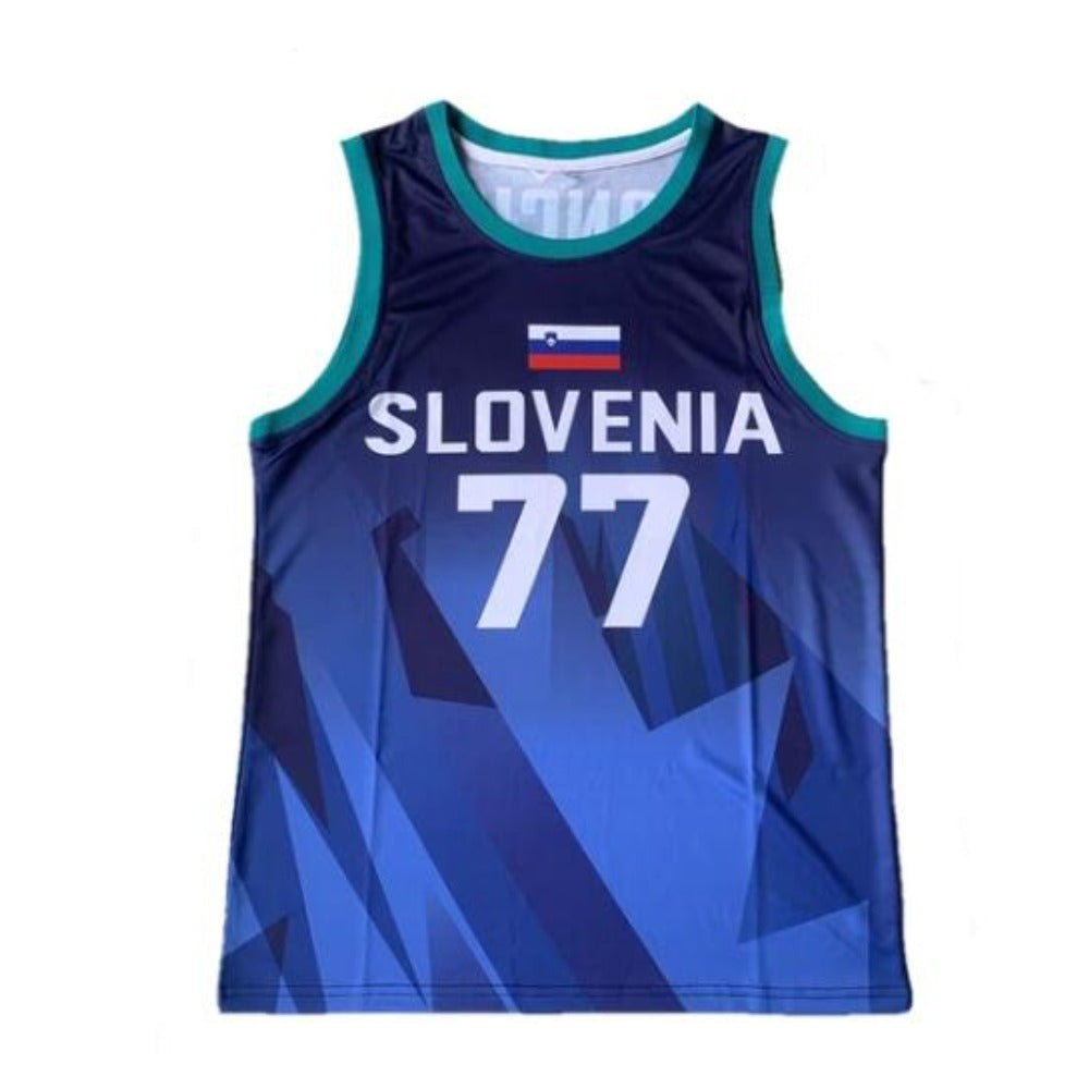 Luka Doncic #77 Slovenia Basketball Jersey Blue