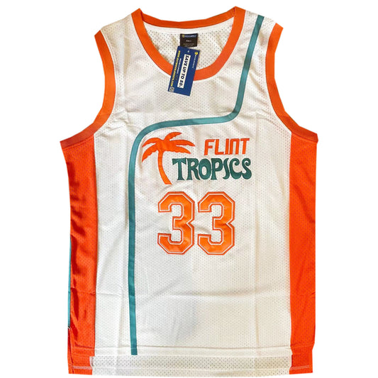 Semi-Pro Flint Tropics Jackie Moon #33  Basketball Movie Jersey White Color