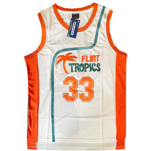 Semi-Pro Flint Tropics Jackie Moon #33  Basketball Movie Jersey White Color