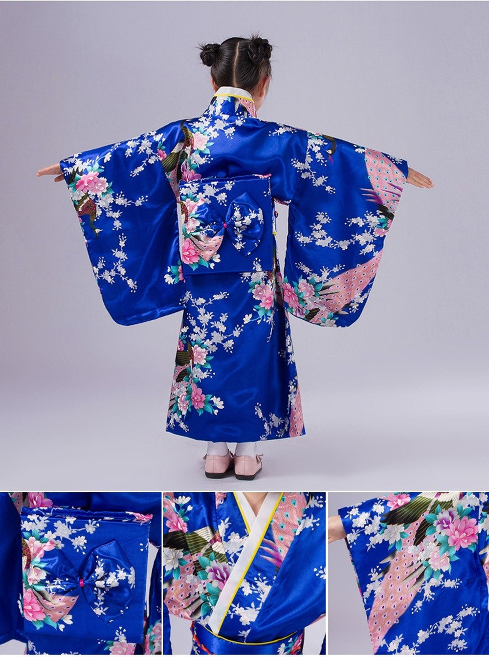 Girls Japanese Traditional Dress Kimono Robe Halloween Costume Book Week Suit