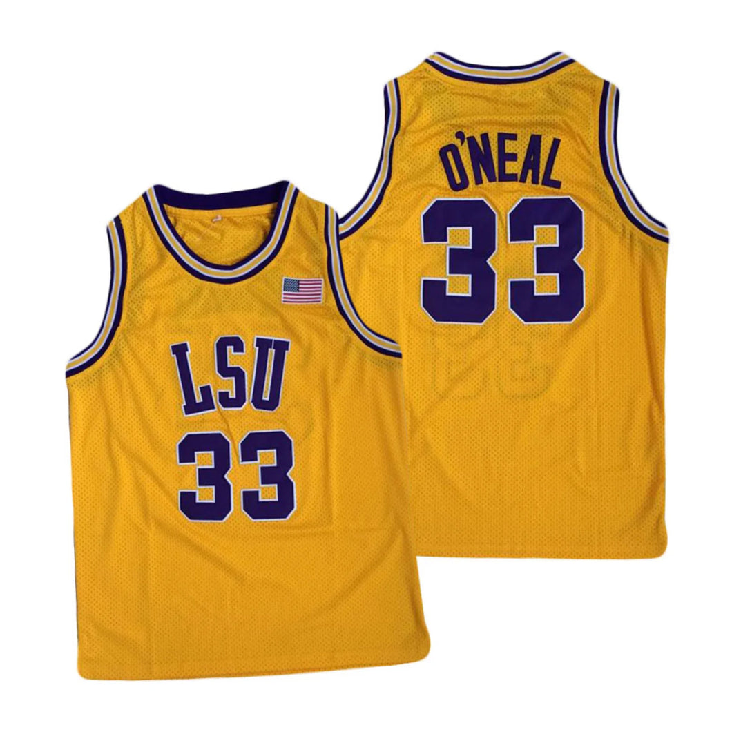 Shaquille O'Neal #33 Louisiana State University College Throwback Jersey Yellow