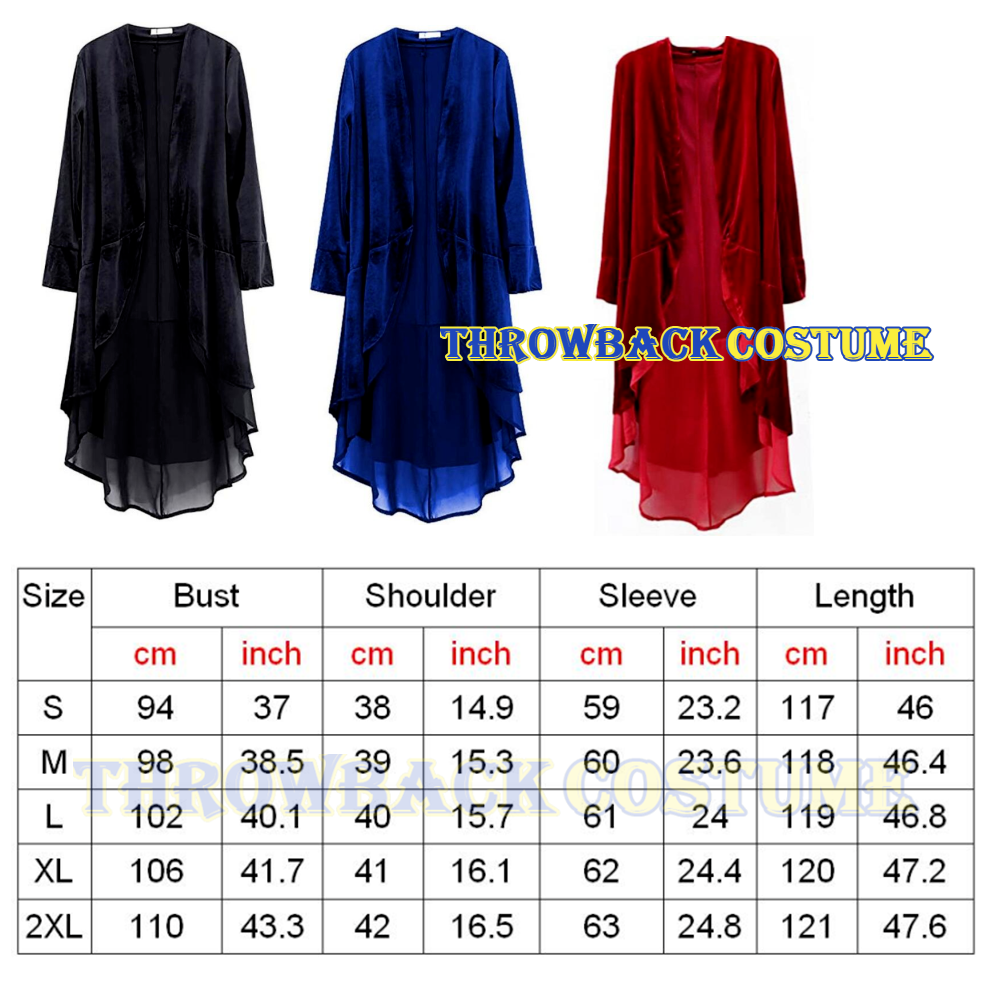 Womens' Velvet Cardigan Trench Coat Medieval Steampunk Tops Halloween Costume