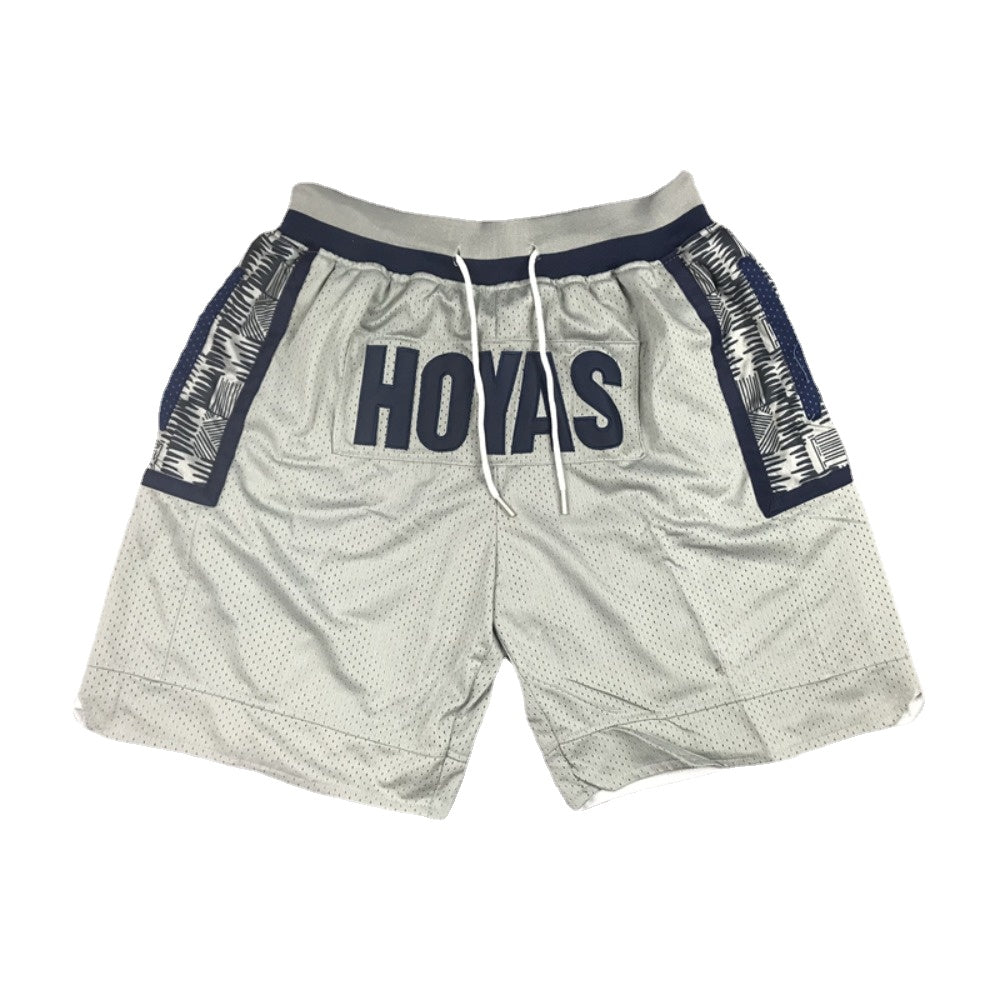 Hoyas Throwback Basketball Shorts Sports Pants with Pockets for Daily Wear Gray