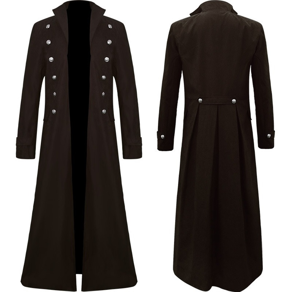 Mens' Steampunk Gothic Long Sleeve Jacket Vintage Medieval Victorian Trench Coat