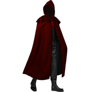 Men Long Hooded Cloak Wizard Witch Medieval Knight Cape Gothic Halloween Costume