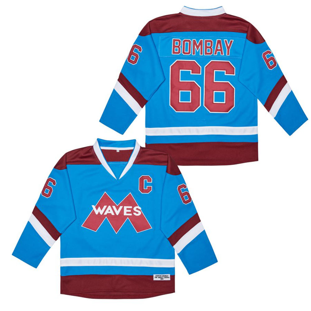 Man Gordon Bombay #66 Minnehaha Waves Mighty Ducks Hockey Jersey