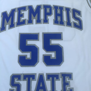 Lorenzen Wright #55 Memphis University Basketball Jersey White
