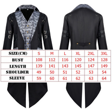 Load image into Gallery viewer, Men Medieval Gothic Jacket Coat Victorian Steampunk Tailcoat Halloween Costume