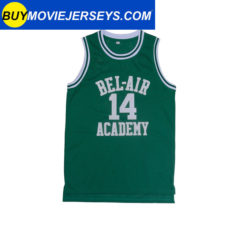 The Fresh Prince of Bel-air Academy TV Show Basketball Jersey #14 Will Smith Black and Green Colors