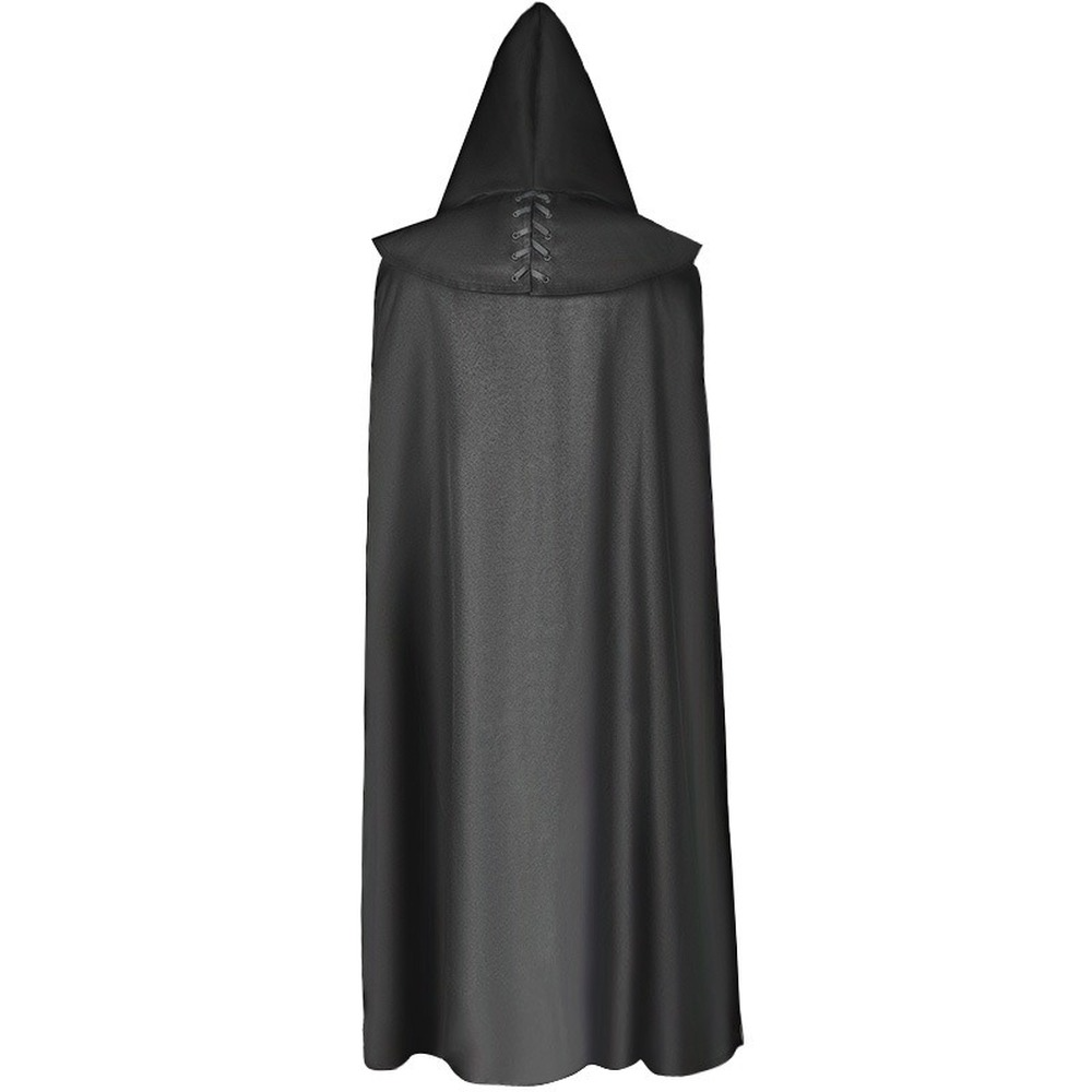 Mens' Long Hooded Cloak Medieval Knight Retro Gothic Cape Robe Halloween Costume