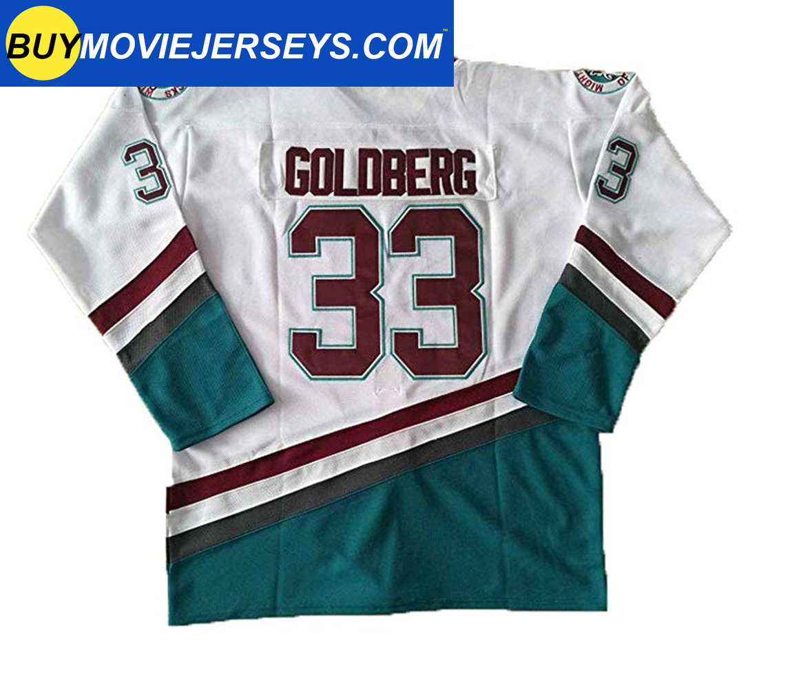 The Mighty Ducks Movie Hockey Jersey Greg Goldberg  # 33 Goalie White Color