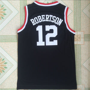 Cincinnati University #12 Oscar Robertson Black Embroidered College Basketball Jersey